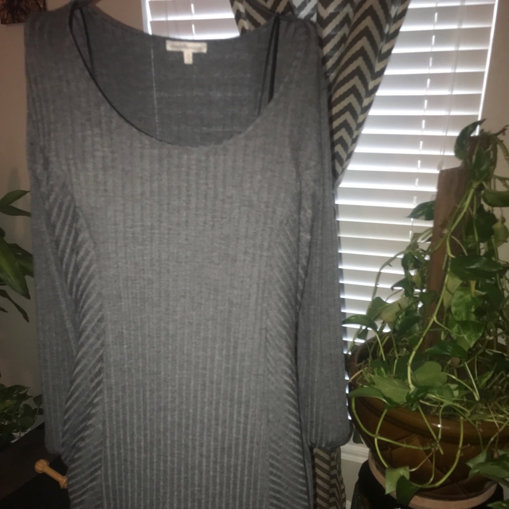 Grey Body Con Long Sleeve Dress